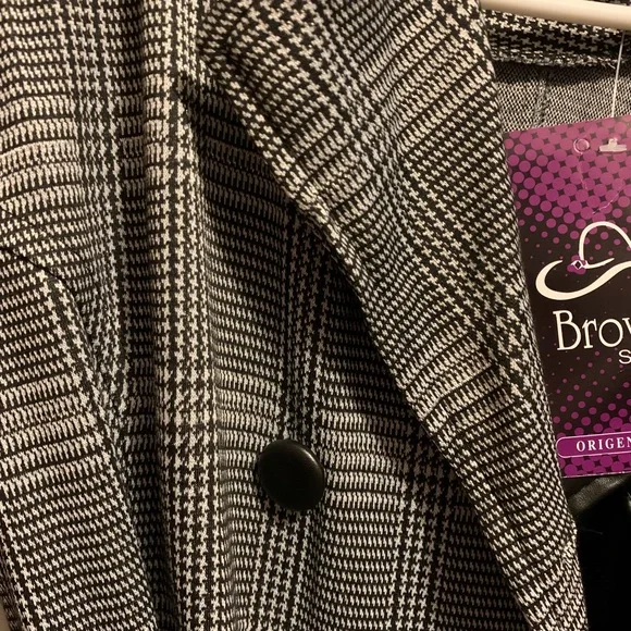NWT Original Brova trench coat faux leather with plaid pattern 🩶🖤 - Picture 8 of 12